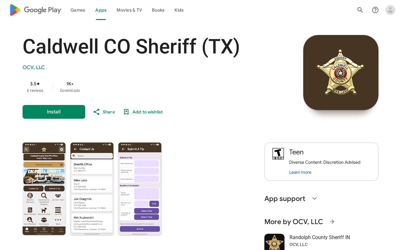 Caldwell County 24-hour release Sheriff app listing