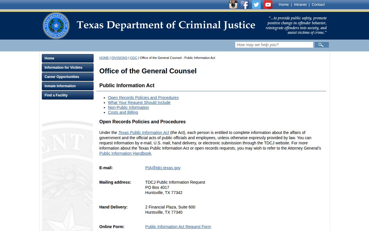 Gregory S. Coleman Unit historical release record TDCJ information guidance