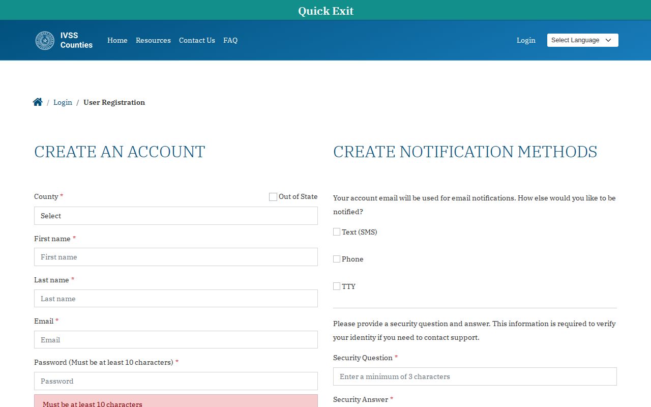 Caldwell County VINELink inmate check registration outage in Texas IVSS