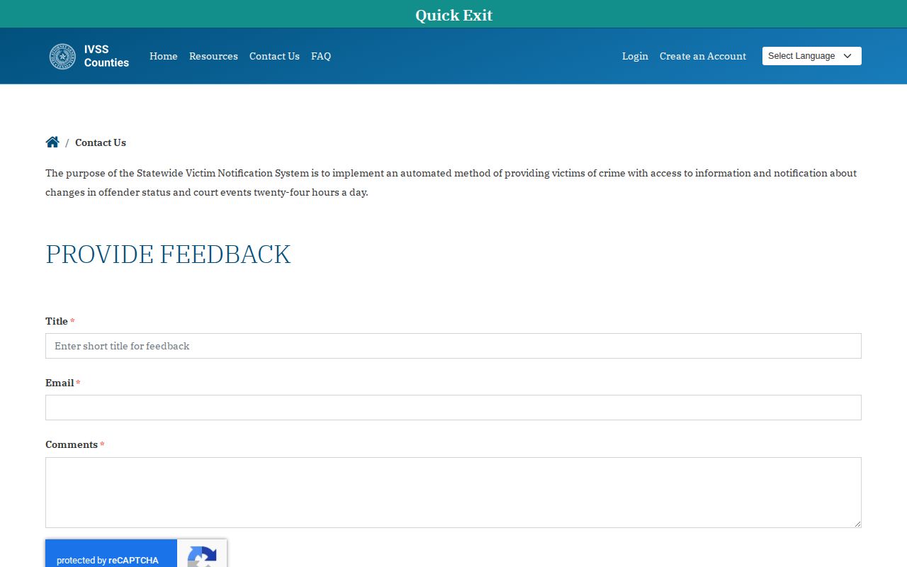 Caldwell County IVSS VINELink release notification support contact